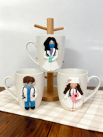 Vente en gros de tasses en céramique en argile polymère 3D avec logo personnalisé pour cadeau