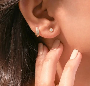 Luxury 10k 14k Gold Diamond Hoop Earrings Round Cut Lab Grown Diamond DEF VSS1 Trendy Design Diamond Earrings for Woman Gift - Product Image 4