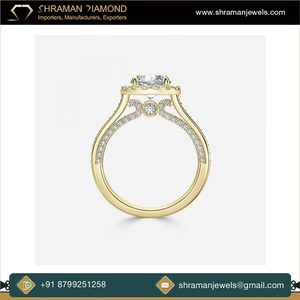 Anillos de Compromiso Personalizados de Oro Sólido de 10K, Estilo Vintage, Diseño Único, con 2 Quilates de Moissanita Engastada en Puntas, Clásicos con Halo y Pavé - Product Image 2