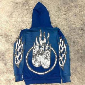 Sweat à capuche zippé surdimensionné en molleton 100 % coton personnalisé, écologique, respirant, avec broderie et gaufrage, imprimé numériquement - Product Image 3