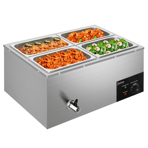 Scaldavivande a Quattro Piastre in Acciaio Inox 110V 600W, Capacità 5L*4, Colore Argento, Attrezzatura per Mantenere Caldi i Piatti - Product Image 1