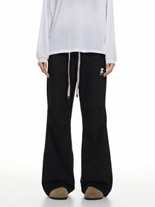 HANO 2024 Casual ODM Women Canvas Breathable Spring Mid <b>Elastic</b> Waist <b>Lace</b>-up Nonwoven Straight-Leg Cargo Pants Loose Fit - Product Image 5