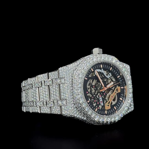 Reloj Hip Hop para hombre de 41 mm con diamantes Moissanite VVS 1 de calidad premium, movimiento automático de cuarzo, esqueleto, en oro blanco. - Product Image 2