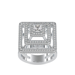 Superb Craft S925 <b>Silver</b> Tiered Classic <b>Wedding</b> Statement <b>Women</b> Moissanite <b>Ring</b> - Product Image 3
