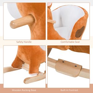 Cavallo a Dondolo Musicale Marrone e Bianco in Peluche per Bambini 1-3 Anni, Giocattolo Cavalcabile in Legno per Bambini e Bambine - Product Image 5