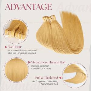 Extensiones de cabello Remy de trama de máquina doble recta sedosa Rubia de lujo cutícula alineada-gran precio para mujeres fábrica al por mayor - Product Image 2