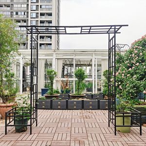 Arco da Giardino in Metallo a Larghezza Regolabile W68.11 ~W94.29 Nero per Esterni, Supporto per Piante Rampicanti, Traliccio/Portico per Rose - Product Image 6