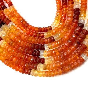 Natural Mexican Fire Opal Faceted Rondelle Beads Mexican Opal Beads Top Quality <b>Machine</b> <b>Cut</b> Faceted Opal Beads 6x8 mm Opal Beads - Product Image 2