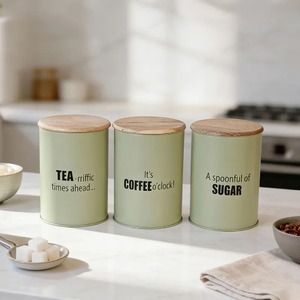 Factory Direct Wholesale Handcrafted <b>Stackable</b> Portable Metal Kitchen Canister Set Tea Coffee Sugar <b>Storage</b> <b>Containers</b> Vintage - Product Image 1