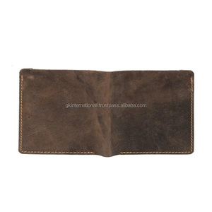 Nuevo diseño de cuero de grano completo estilo Simple hecho a mano marrón cuero Real hombres billetera corta cuero de vaca billetera de cuero genuino - Product Image 6