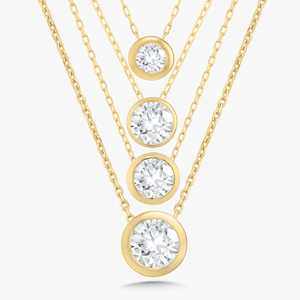 Colliers pendentifs en diamant en or massif 14 carats, sertis clos, ronds, de laboratoire, avec chaîne maille câble, pour superposition, 17 pouces, bijoux minimalistes pour usage quotidien - Product Image 6