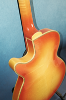 Guitare électrique Jazz Archtop faite à la main de 16 pouces, corps creux à 6 cordes, YUNZHI 2A, corps en érable massif flammé, ébène professionnel brillant