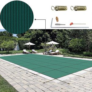 Copertura di Sicurezza Verde in Rete di PC Solido per Piscina Interrata Rettangolare 16x30ft per la Sicurezza Invernale della Piscina - Product Image 1