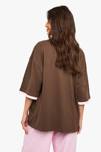 T-shirt décontracté d'été surdimensionné pour femme 2026 de haute qualité, vente en gros, 100 % coton, col rond, épaules tombantes - Product Image 4