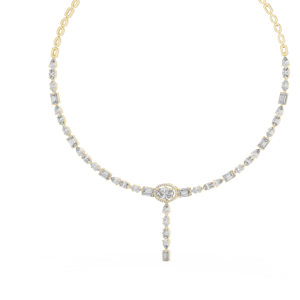 Collier Pendentif Luxe en Or Jaune 18K Plaqué Rhodium avec Diamants de Laboratoire Ovales Halo et Tailles Mixtes 14,2 CT pour Fêtes/Mariages/Événements Spéciaux - Product Image 4