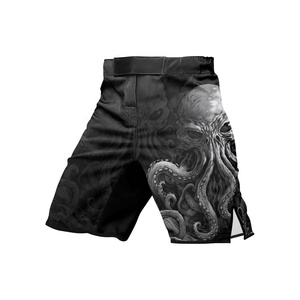 Shorts de MMA personnalisés par sublimation pour entraînement de combat à séchage rapide, compétition BJJ, 100% polyester léger, devant - Product Image 1