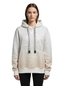 Sweat à capuche zippé pour homme, orné de strass, 480 g/m², délavé à l'acide, coupe oversize, en coton épais, style streetwear, logo personnalisé, OEM - Product Image 1