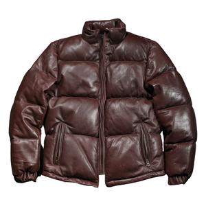 Chaqueta de Invierno Acolchada de Cuero para Hombre, Diseño Personalizado, con Logotipo Bordado en la Parte Delantera, Estilo Puff, Talla Grande, Venta al Por Mayor OEM - Product Image 1