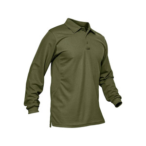 Camiseta Táctica de Manga Corta para Hombre, Absorbe la Humedad, Uniforme de Trabajo, con Bolsillo para Bolígrafo, Color Verde Oliva Sólido, 100% - Product Image 1