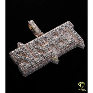 Moissanite Diamond Name Pendant Hip Hop <b>Chain</b> <b>Iced</b> Out Baguette Necklace Luxury Streetwear Jewelry - Product Image 6
