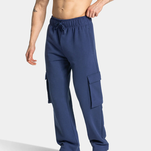 Proveedor Mayorista de Pantalones Deportivos Cargo Azul Marino para Hombre, Corte Holgado, Cintura Elástica con Cordón, Peso Medio - Product Image 1