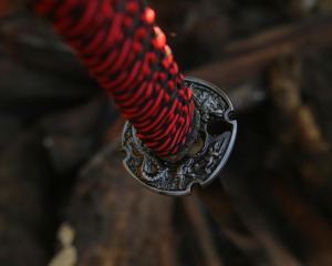 Couteau Red Dragon décoré, DIY, OEM, lame en acier Damas, bord droit, épaisseur 0,45 mm, manche en cuir, lame simple incluse - Product Image 6