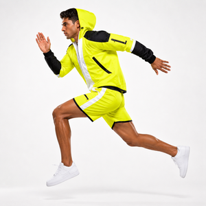 Ensemble de survêtement pour homme personnalisé, veste coupe-vent et short en polyester imperméable et réfléchissant, coupe-vent avant, vêtements de sport, jogging - Product Image 3