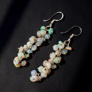 Boucles d'oreilles en opale d'Éthiopie naturelle Welo Fire, cabochons, argent 925 - Product Image 5
