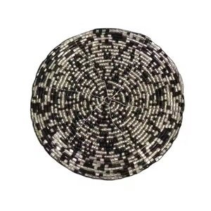 Bohemian Festive Hand Beaded <b>Table</b> <b>Coasters</b> Reusable for Kitchen Decor Handmade in India - Product Image 5