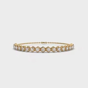 Classic Sterling <b>Silver</b> Moissanite Tennis <b>Bracelet</b> 18K Gold Plated Dainty Luxury Party Jewelry Perfect Gift - Product Image 1