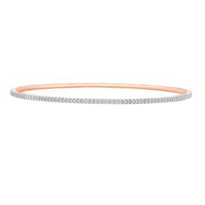 กำไลข้อมือทรงเรียวประดับเพชรเพาะเลี้ยงสีโรสโกลด์แบบแถวเดียว - Product Image 1