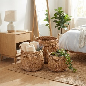Panier de rangement domestique en osier, fait main, tressé à la main, naturel, écologique, organisateur de maison, panier décoratif tressé, fournitures en gros - Product Image 2