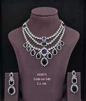 10971 Collier et boucles d'oreilles en laiton plaqué rhodium avec zircone cubique rouge, design superposé, bijoux de mariée pour mariage et fête