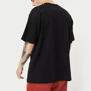 Factory Wholesale Custom Men's Cotton T-Shirt Thick Collar Stock with Solid <b>White</b> Box Blank <b>Tee</b> in Black Boxy Fit Letter Pattern - Product Image 2
