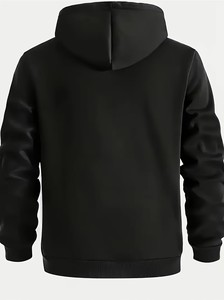 Ensemble sweat-shirt à capuche et pantalon noir pour homme, couleur unie, vêtements décontractés d'automne, tissu en molleton français, manches longues - Product Image 3
