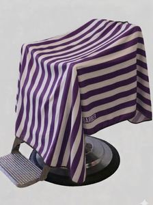 Robe de barbier imperméable en polyester blanc et violet avec détection d'aiguilles et fusion sans couture unisexe - Product Image 2