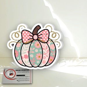 Extensiones de Pestañas Magnéticas de Acrílico con Diseño Floral de Calabaza, Lazo Rosa y Flores de Diamante, Reutilizables y Ecológicas, Marca Privada - Product Image 4