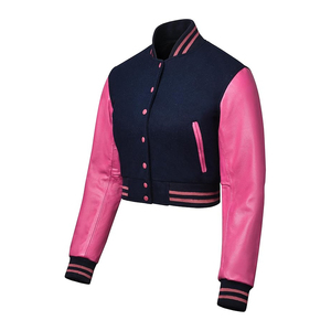 Custom Varsity Jacket Women Cropped Bomber Coat Premium Streetwear Supplier Wholesale USA - Product Image 2
