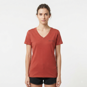 Camiseta de Cuello en V para Mujer, Manga Corta, Color Sólido, Algodón, Informal, Transpirable, Corte Regular, para Primavera y Verano - Product Image 1