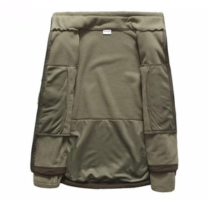 Custom Multi Pocket Utility Fleece Jacket Men Olive Green Tan Tactical <b>Stand</b> Collar Full Zip Up Outdoor Thermal Warm Coat - Product Image 6