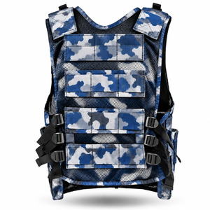 Gilet tactique anti-coupure et anti-perforation noir, camouflage bleu, coupe ample, taille unique, résistant à la chaleur, pour la chasse et les activités de plein air - Product Image 1