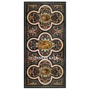 Diseño único de mesa rectangular con incrustaciones de hojas y pájaros en mármol negro puro para decoración del hogar y hoteles. - Product Image 5