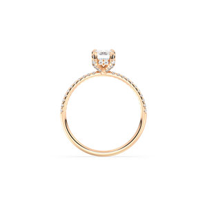 Bague solitaire halo caché en or massif 14 carats avec diamant de laboratoire HPHT CVD, design unique REYES, pour femme, cadeau de mariage luxueux, bijoux. - Product Image 5