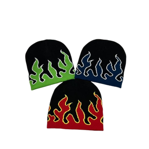 Wholesale Latest New Fashion Design Y2K Acrylic Custom Logo Made Best Design Beanie All Over Print Jacquard Knit Beanie Hat - Product Image 6