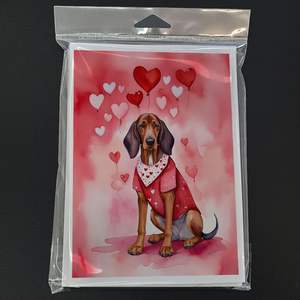 Redbone Coonhound My Valentine Tarjetas de felicitación Paquete de 8 Whimsical A7 Tamaño 5x7 Tarjetas de notas en blanco con sobres - Product Image 3