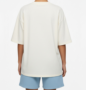 Ensemble court deux pièces pour femme avec logo personnalisé imprimé, 100 % coton, dentelle unie, style urbain, été, confortable, coupe oversize, séchage rapide - Product Image 5