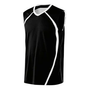 Maillot de basket sans manches noir pour homme, col en V, respirant, anti-transpiration, en coton, coupe classique, toutes saisons, couleur unie, débardeur - Product Image 3