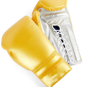 ถุงมือชกมวยคุณภาพพรีเมียมจากโรงงานขายส่ง ถุงมือแบบผูกเชือกสีทองเมทัลลิกสุดหรู สำหรับฝึกซ้อมและแข่งขัน - Product Image 2