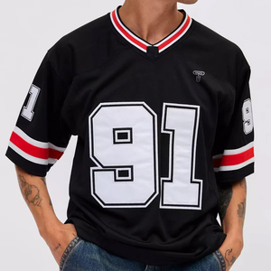 เสื้อเจอร์ซีย์อเมริกันฟุตบอลสตรีทแวร์ปี 2026 พิมพ์ลายสกรีน หมายเลข คอวี ทรงโอเวอร์ไซส์ เสื้อกีฬา ชุดทีมสั่งทำ ขายส่ง - Product Image 3