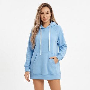 Women's <b>Long</b> <b>Hoodie</b> Custom Embroidery Oversized Cotton Fleece Sweatshirt Casual Streetwear Private Label Wholesale Supplier - Product Image 3